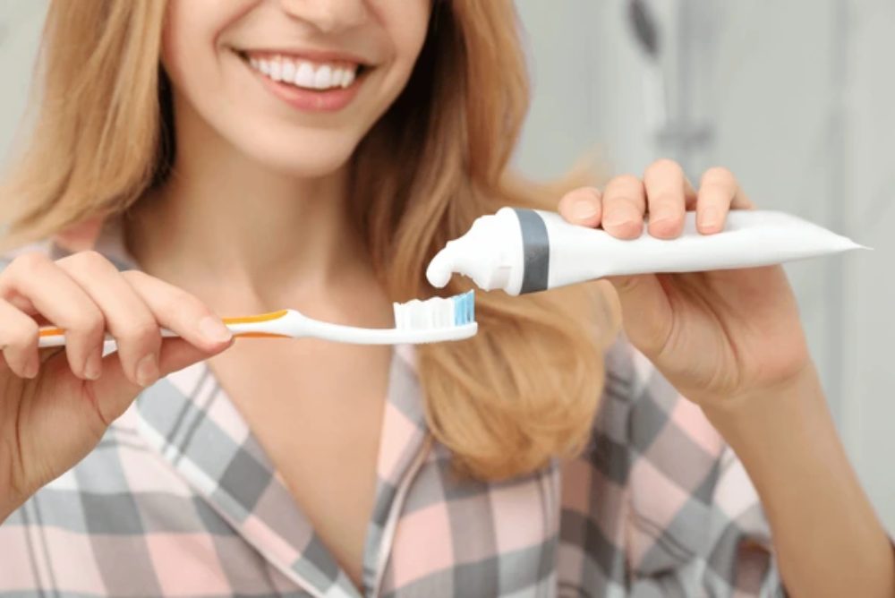 whitening toothpaste on toothbrush